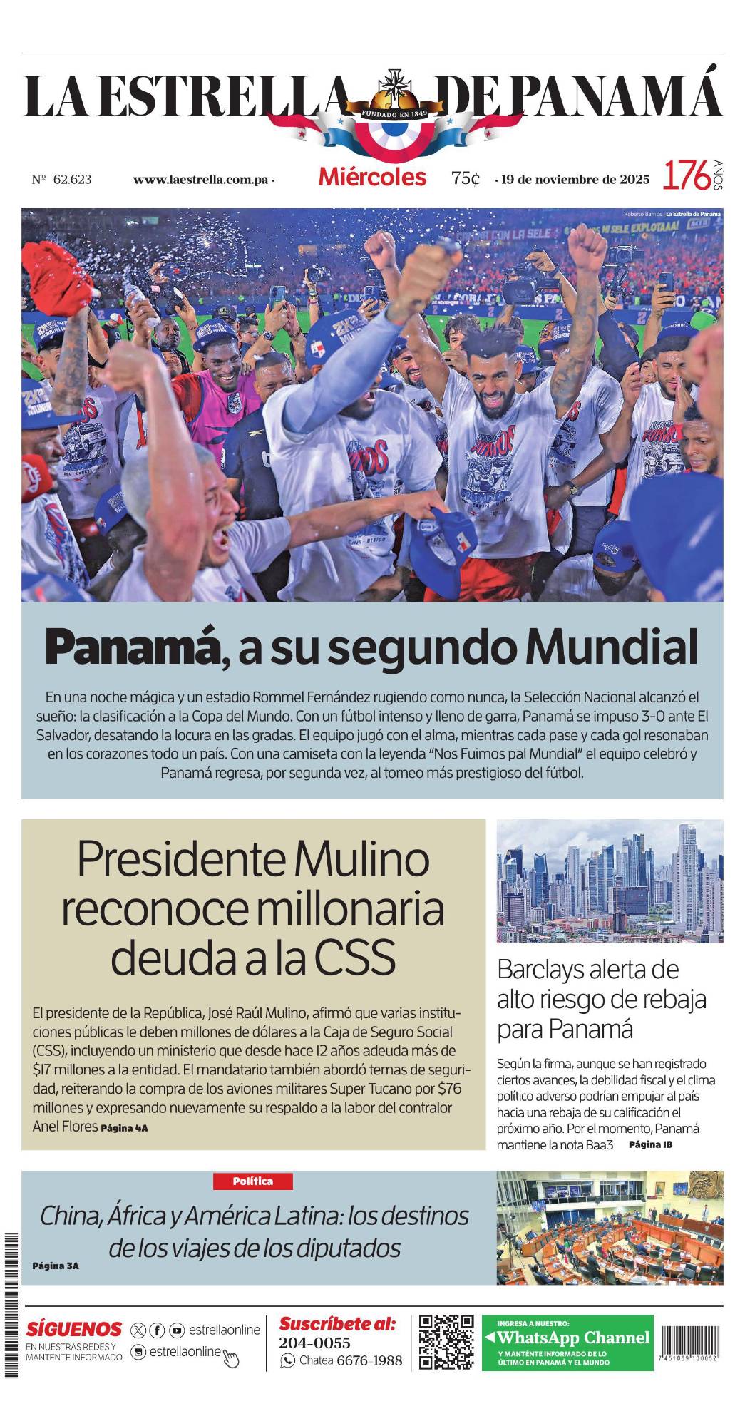 Portada del impreso del 19 de noviembre de 2025