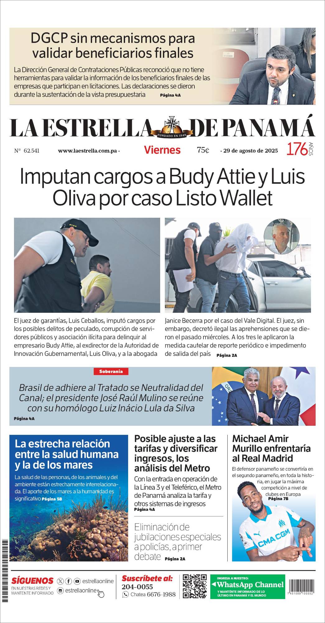 Portada del impreso del 29 de agosto de 2025