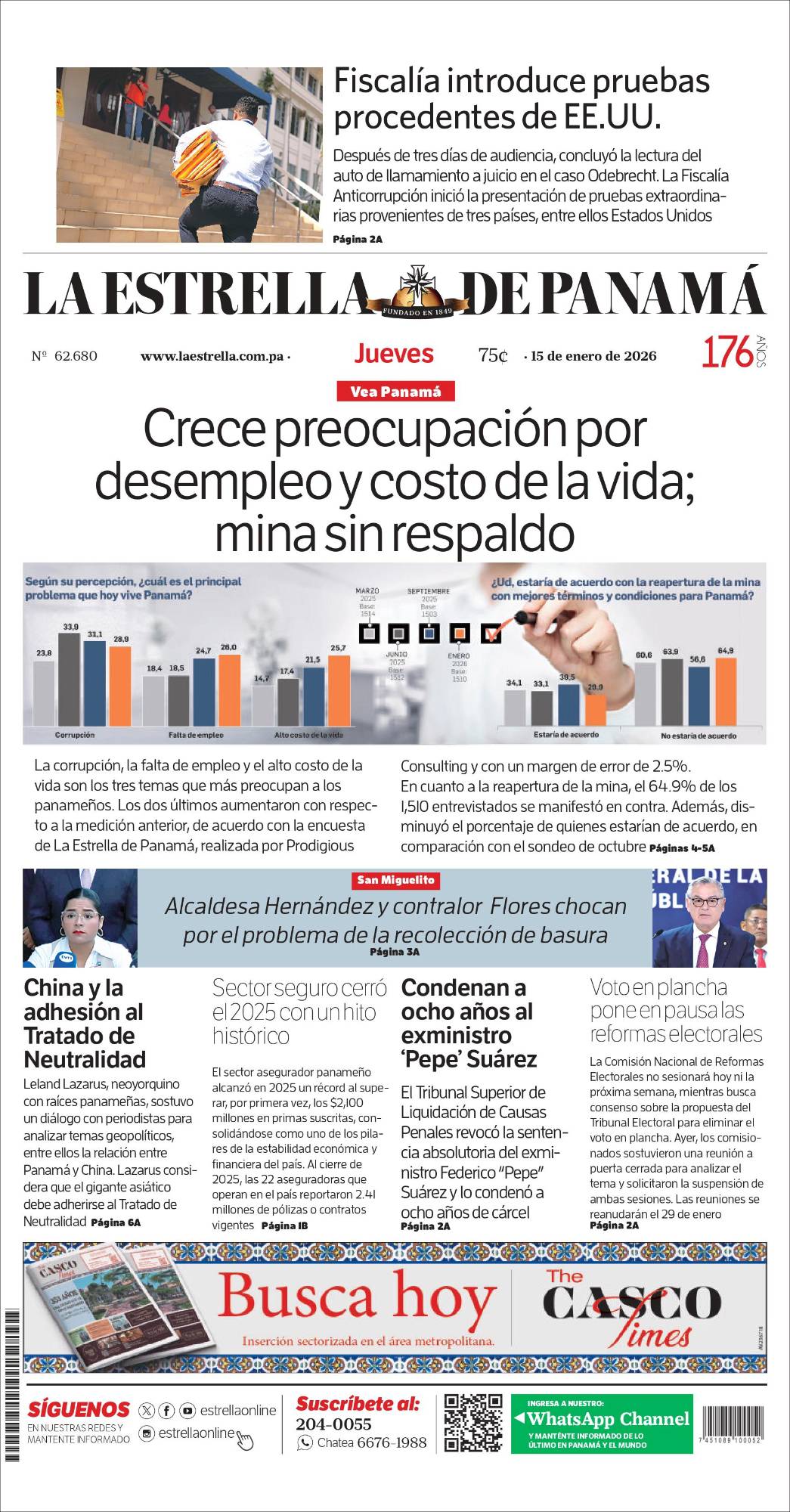 Portada del impreso del 15 de enero de 2026