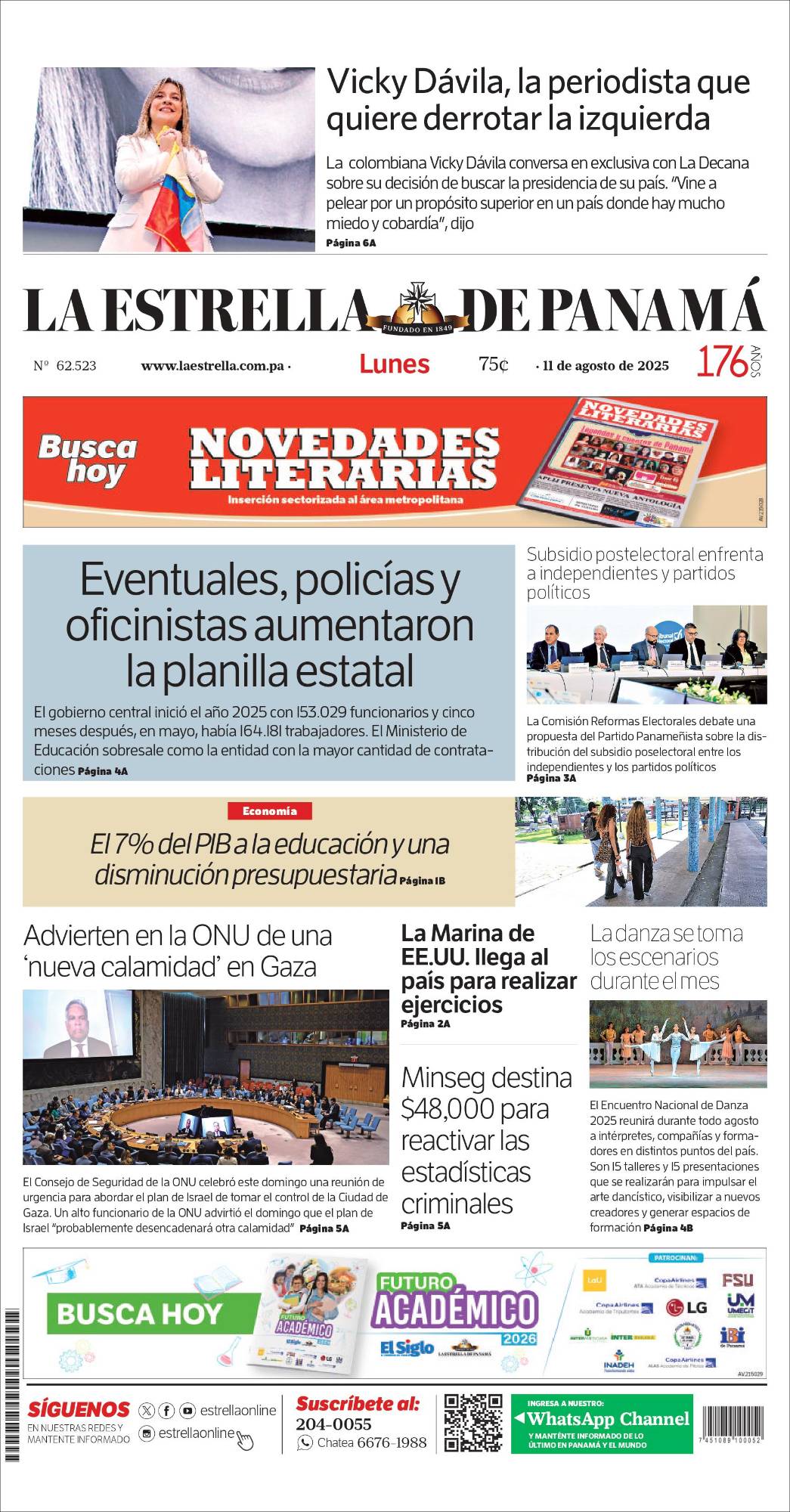 Portada del impreso del 11 de agosto de 2025