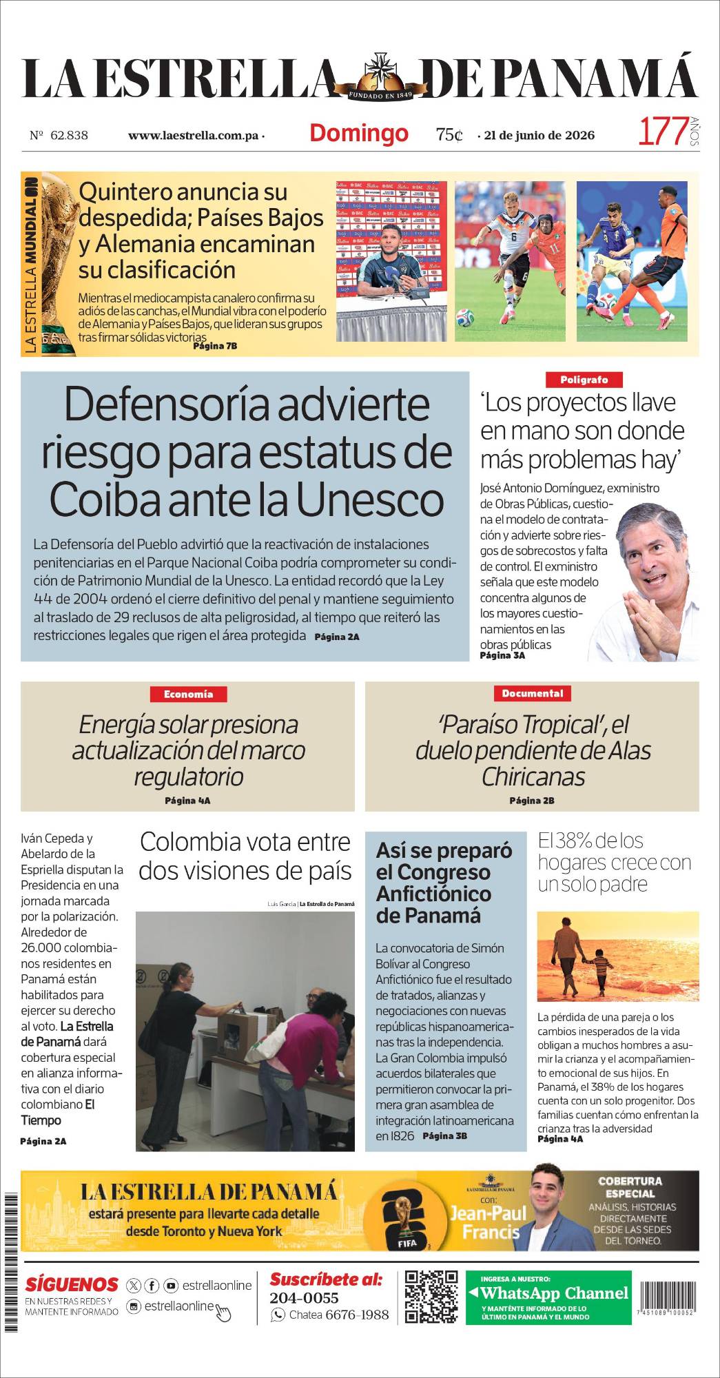 Portada del impreso del 21 de junio de 2026