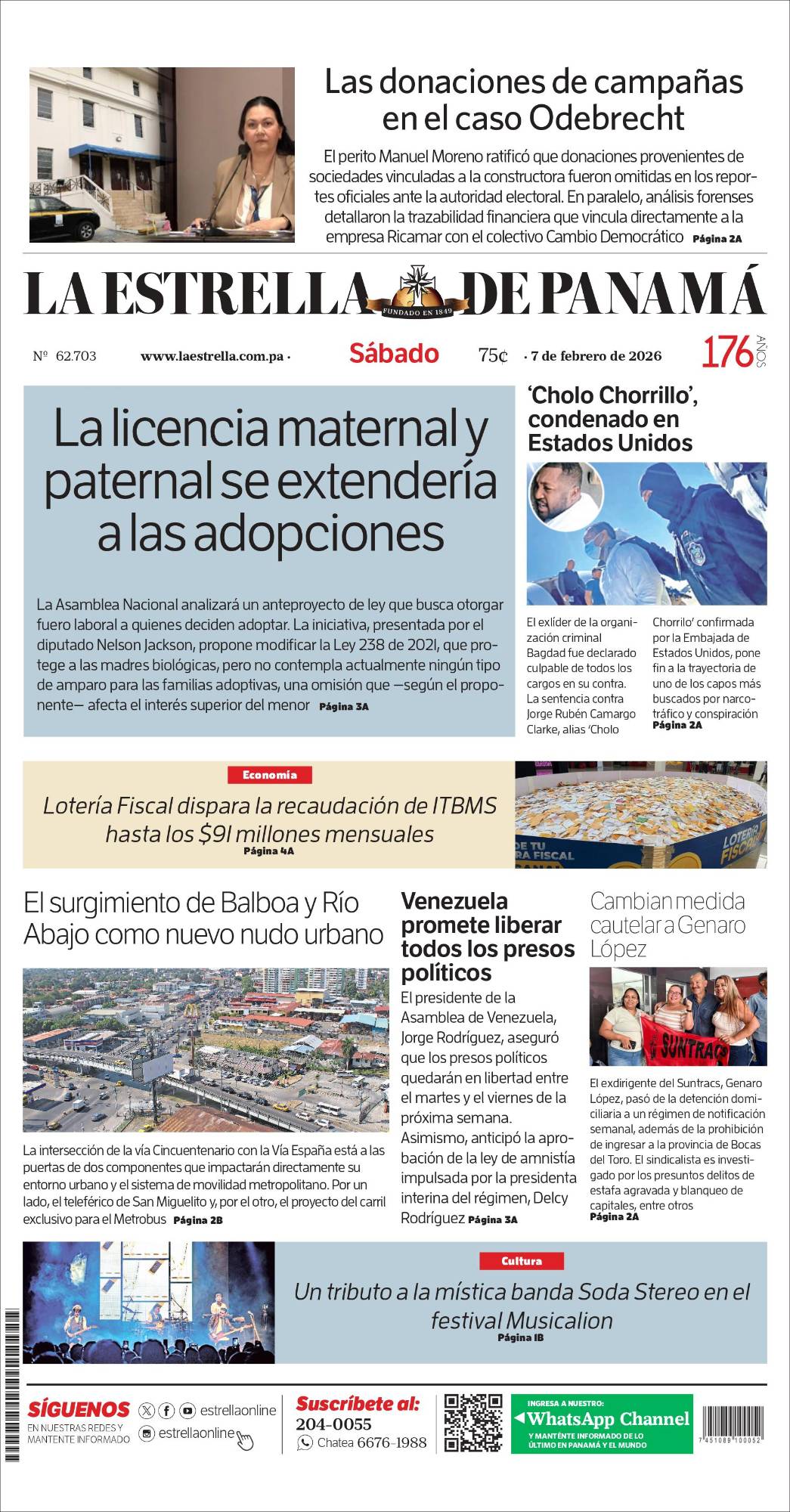 Portada del impreso del 7 de febrero de 2026