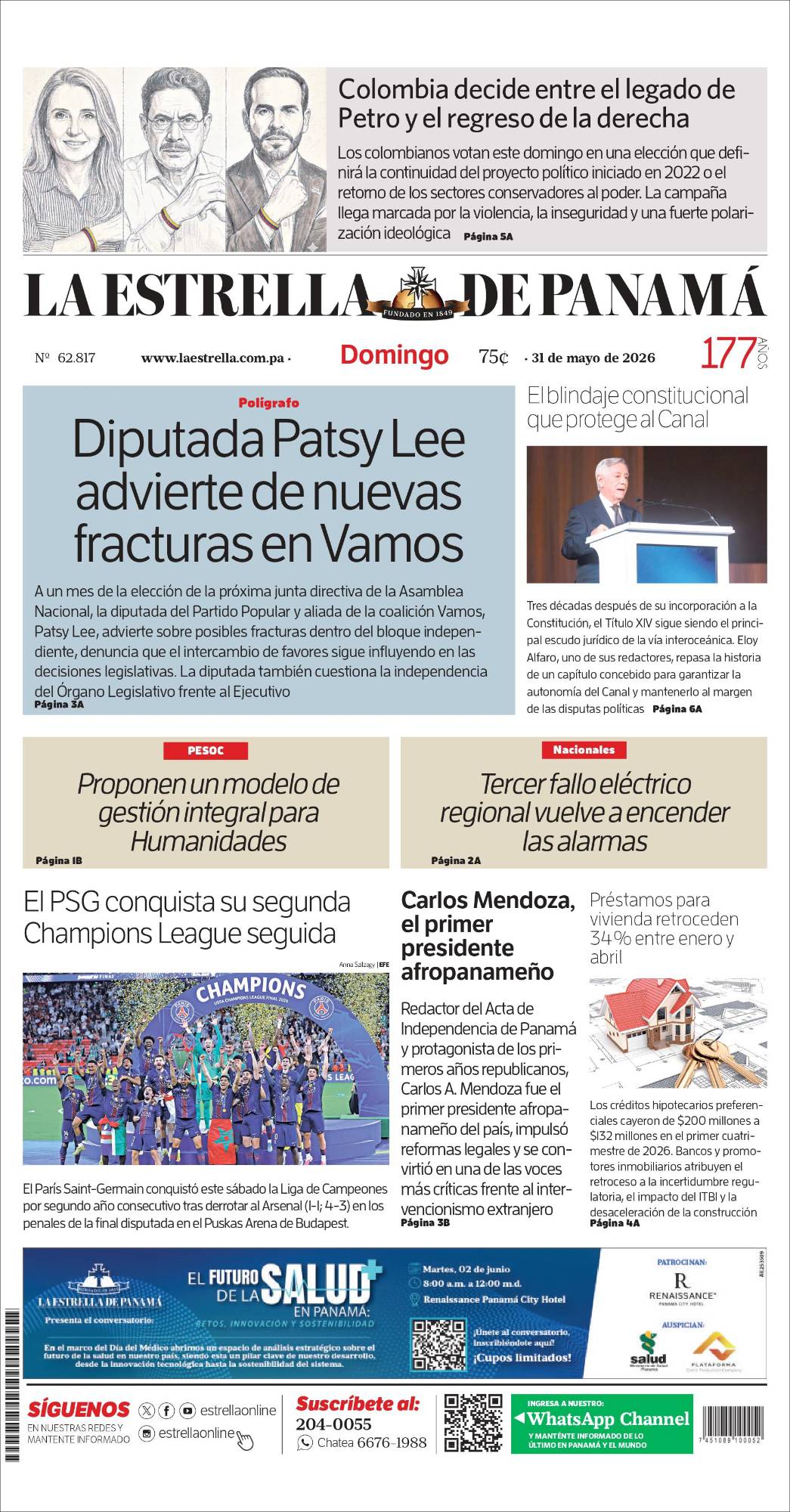 Portada del impreso del 31 de mayo de 2026