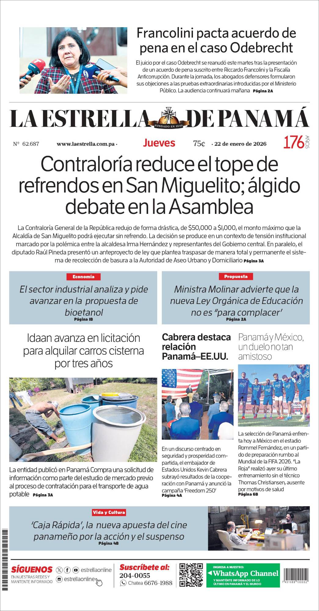 Portada del impreso del 22 de enero de 2026