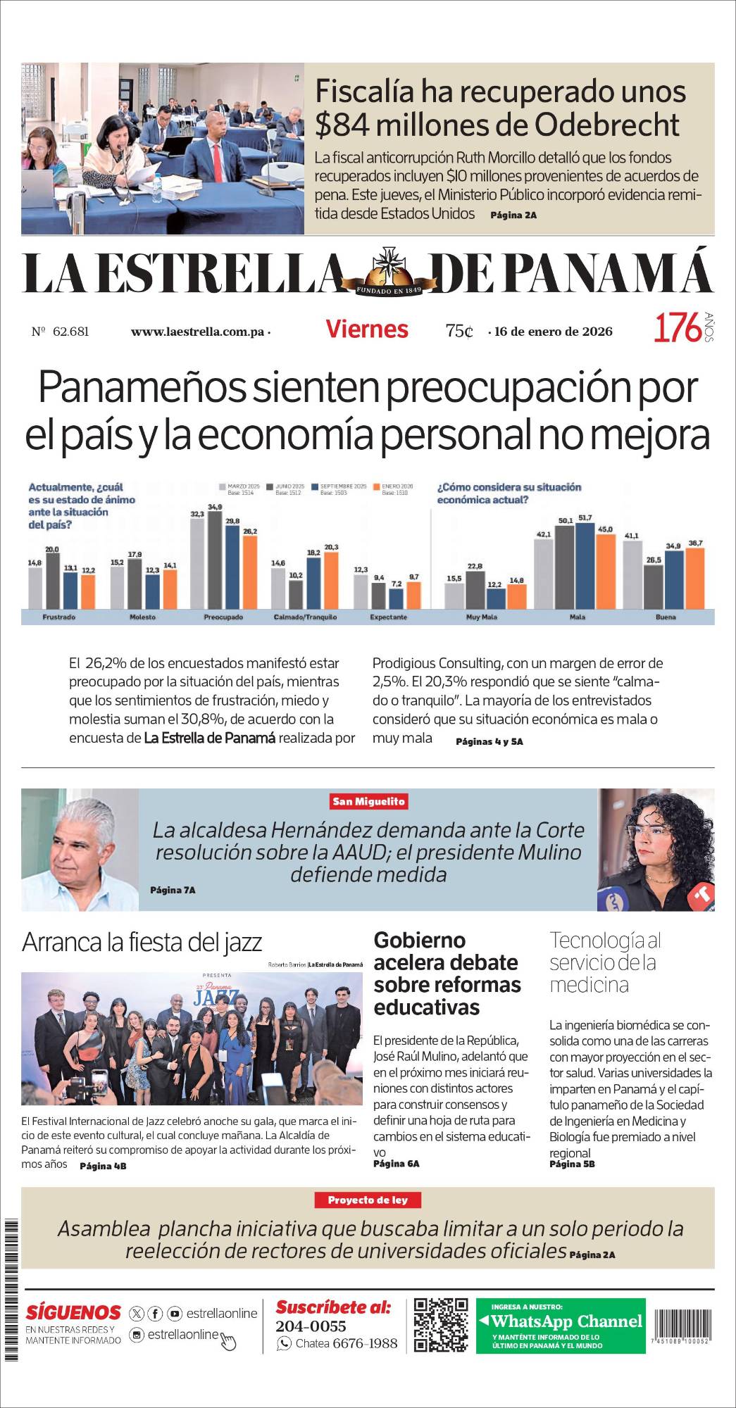 Portada del impreso del 16 de enero de 2026