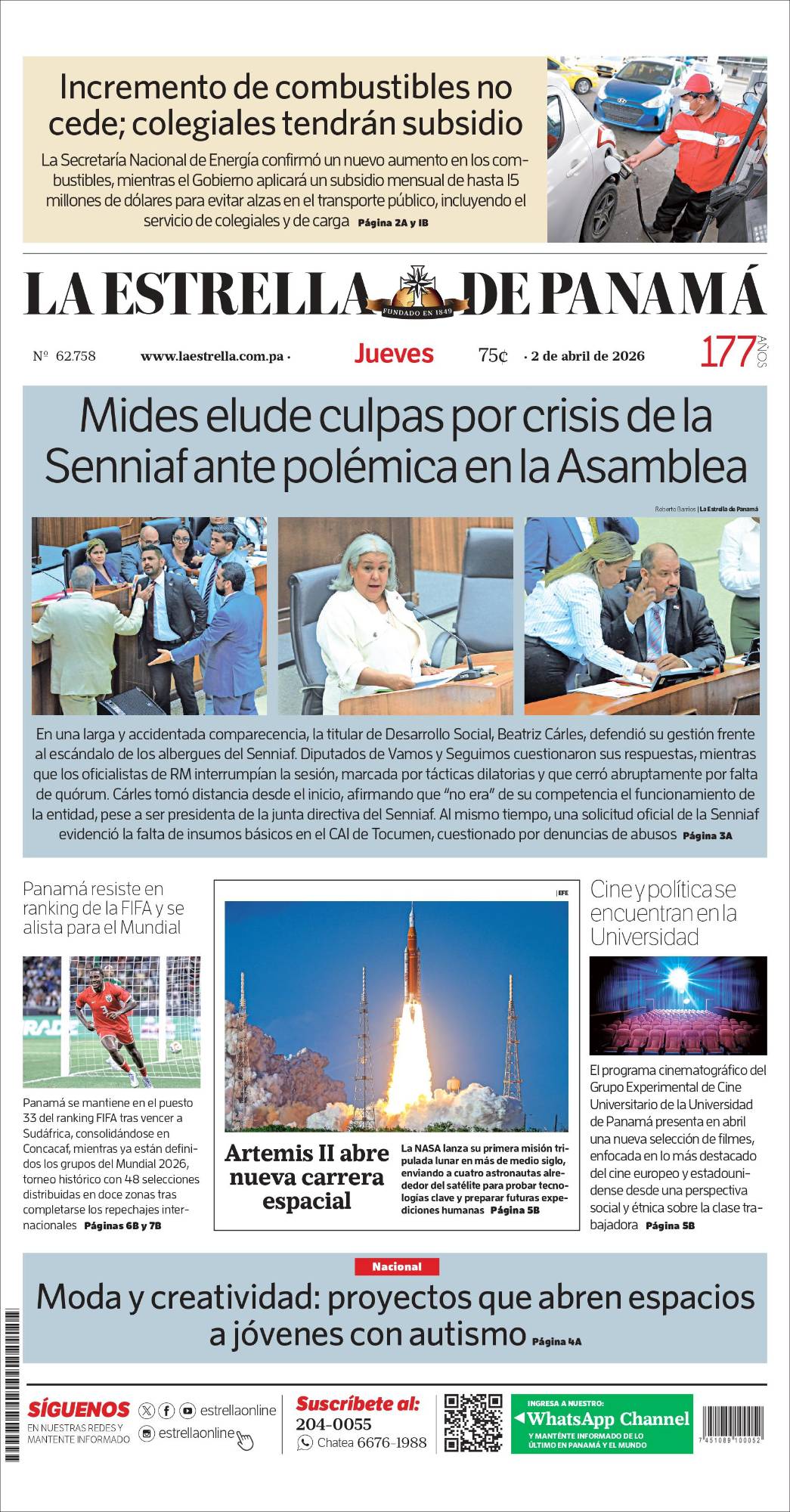 Portada del impreso del 2 de abril de 2026