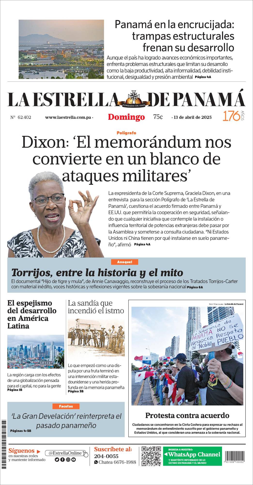 Portada del impreso del 13 de abril de 2025