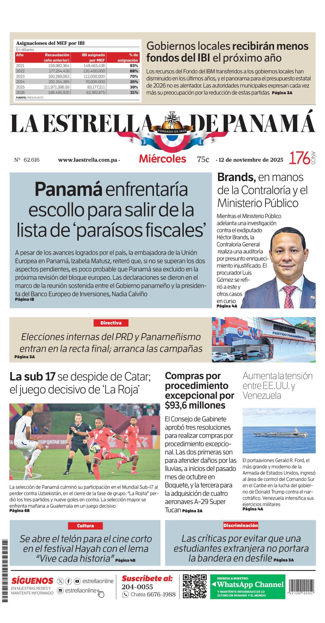 Portada del impreso del 12 de noviembre de 2025