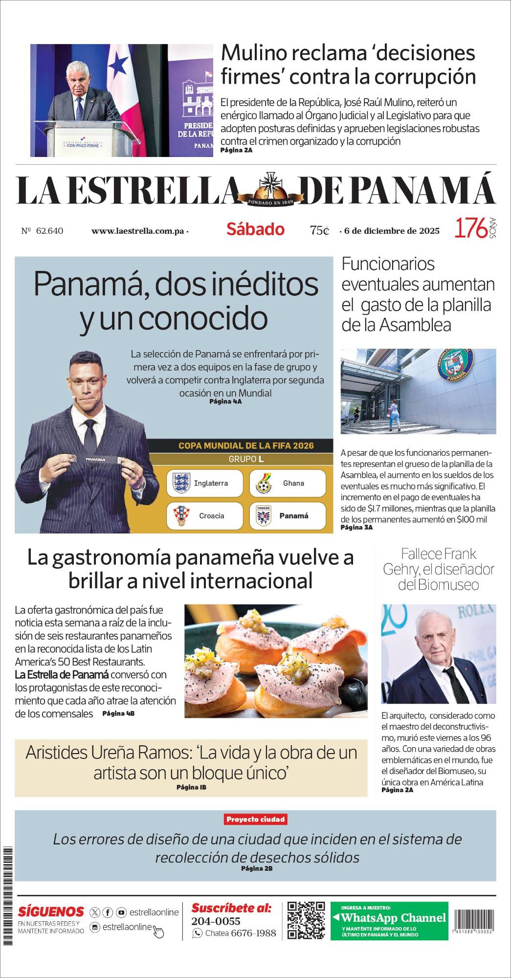 Portada del impreso del 6 de diciembre de 2025