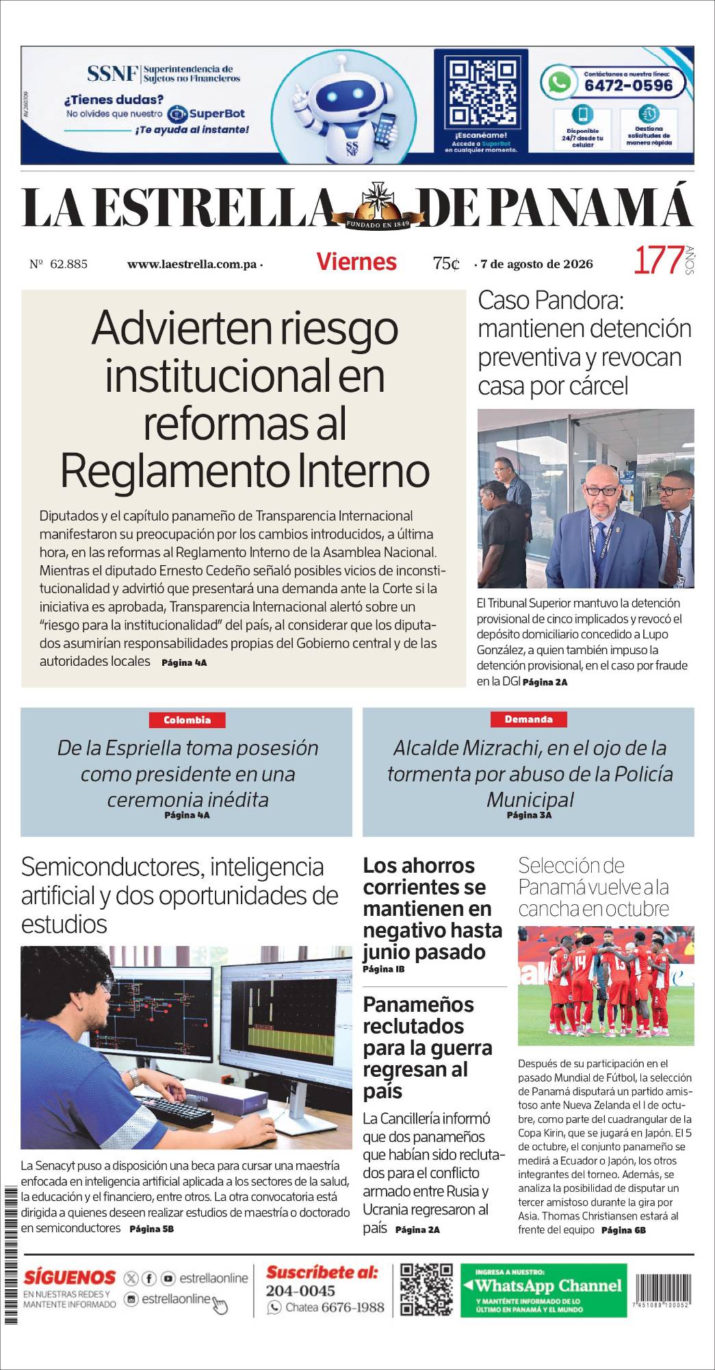 Portada del impreso del 7 de agosto de 2026