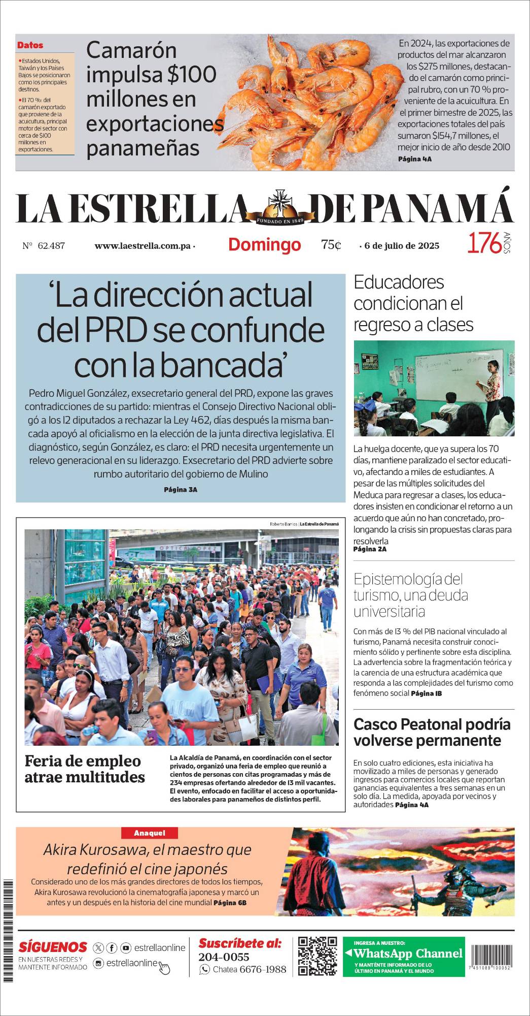 Portada del impreso de 6 de julio de 2025