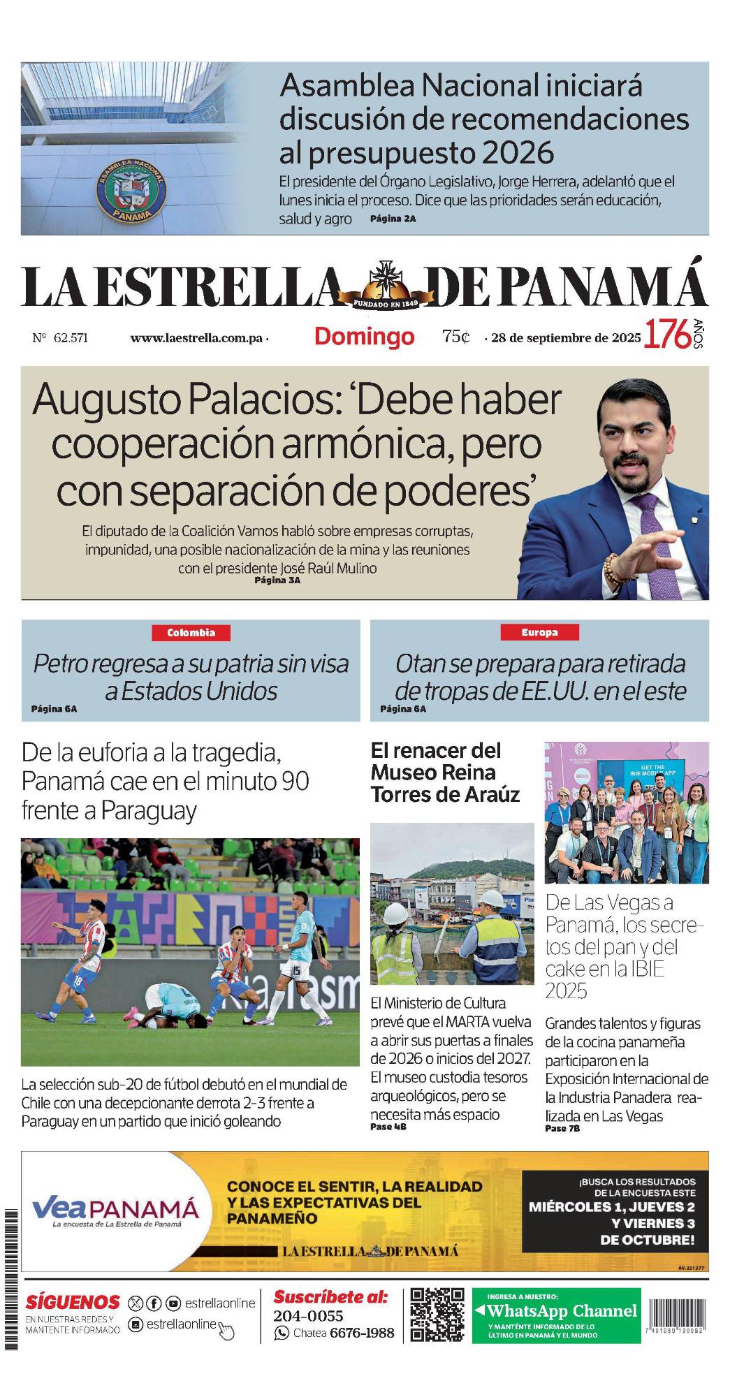 Portada del impreso del 28 de septiembre de 2025