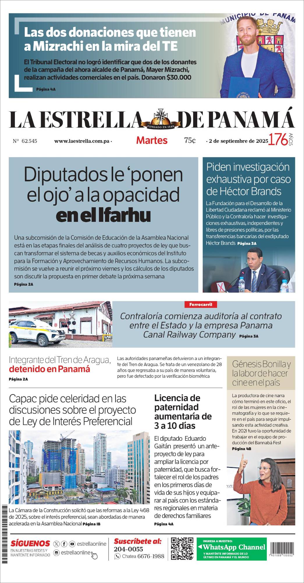 Portada del impreso del 2 de septiembre de 2025