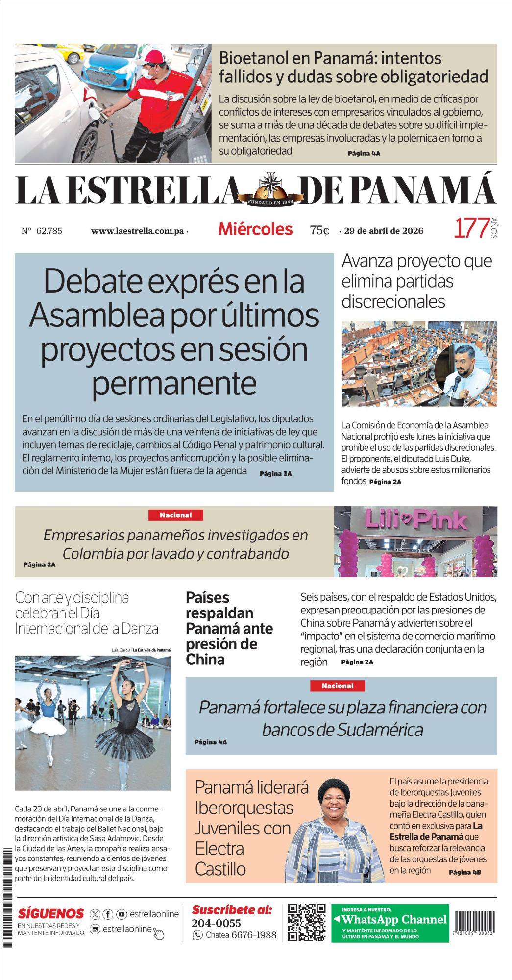 Portada del impreso del 29 de abril de 2026