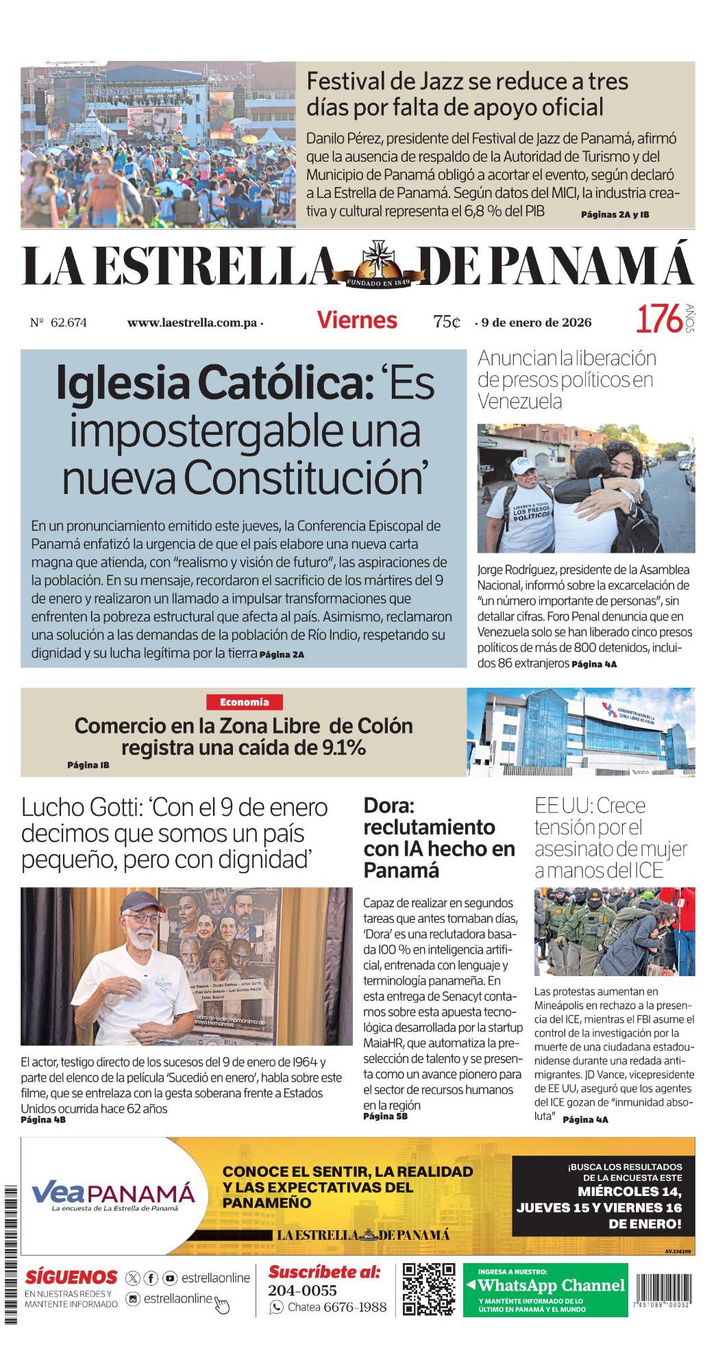 Portada del impreso del 9 de enero de 2026