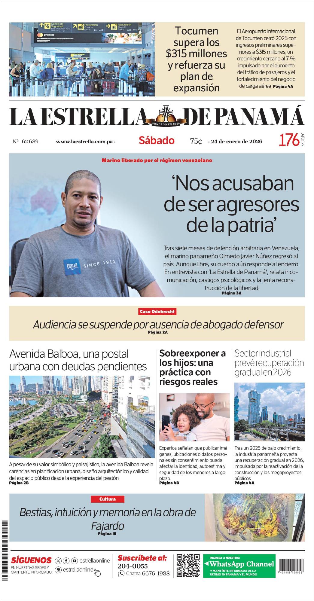 Portada del impreso del 24 de enero de 2026