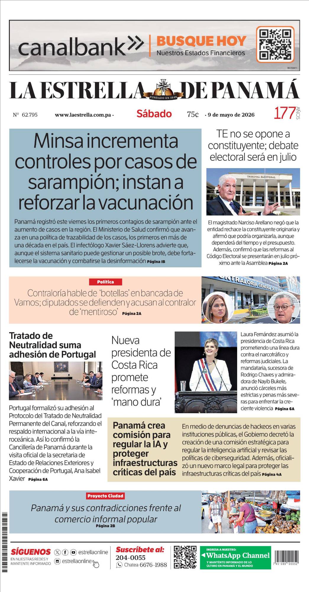 Portada del impreso del 9 de mayo de 2026