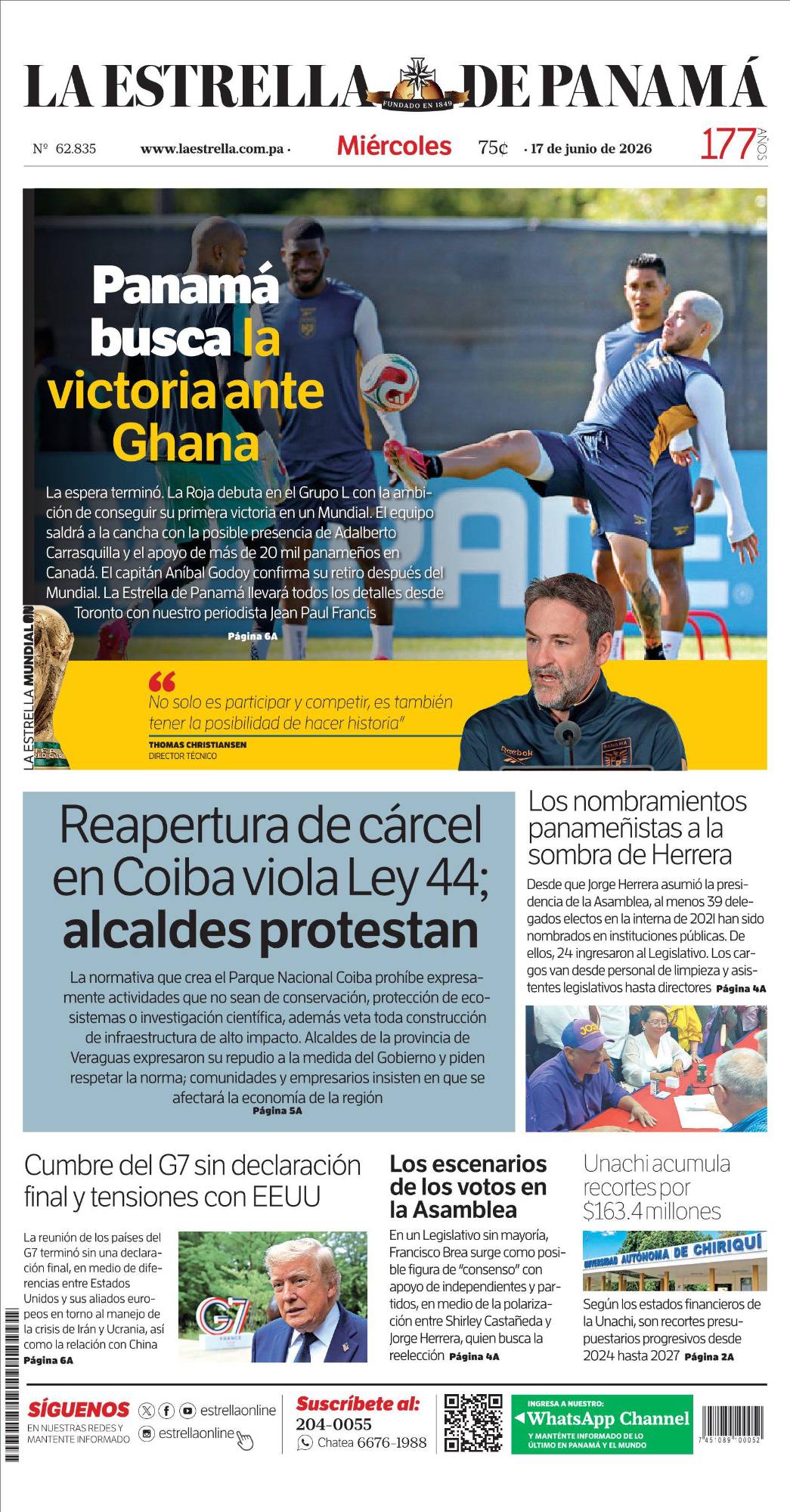 Portada del impreso del 17 de junio de 2026