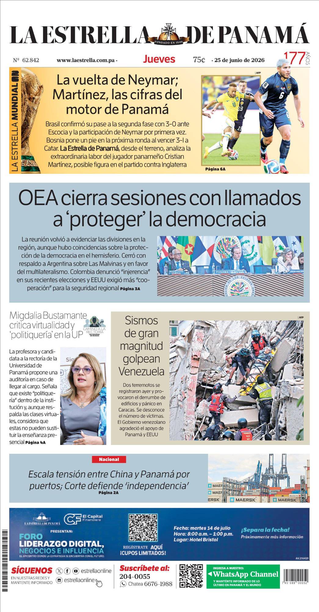 Portada del impreso del 25 de junio de 2026