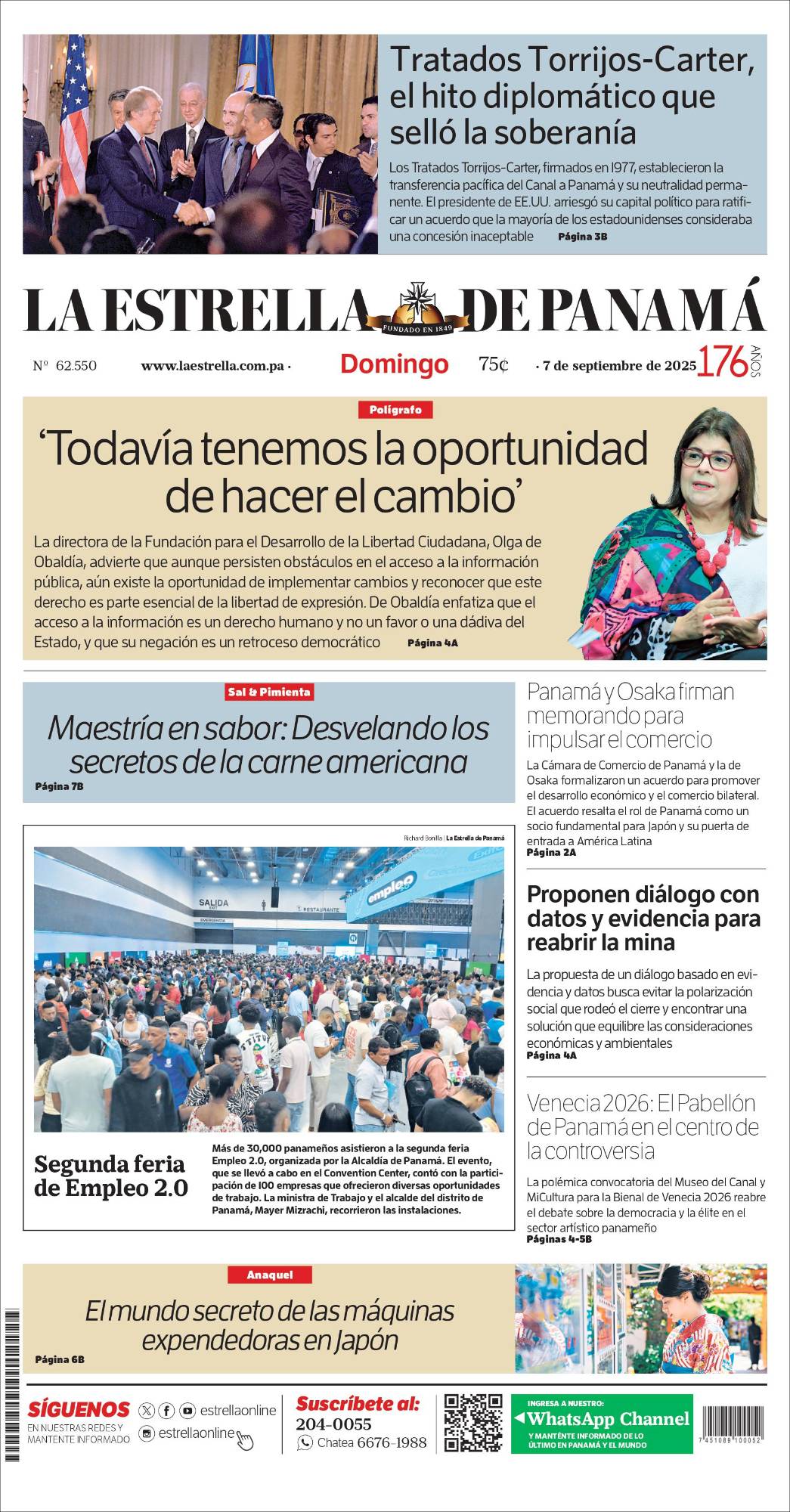 Portada del impreso del 7 de septiembre de 2025