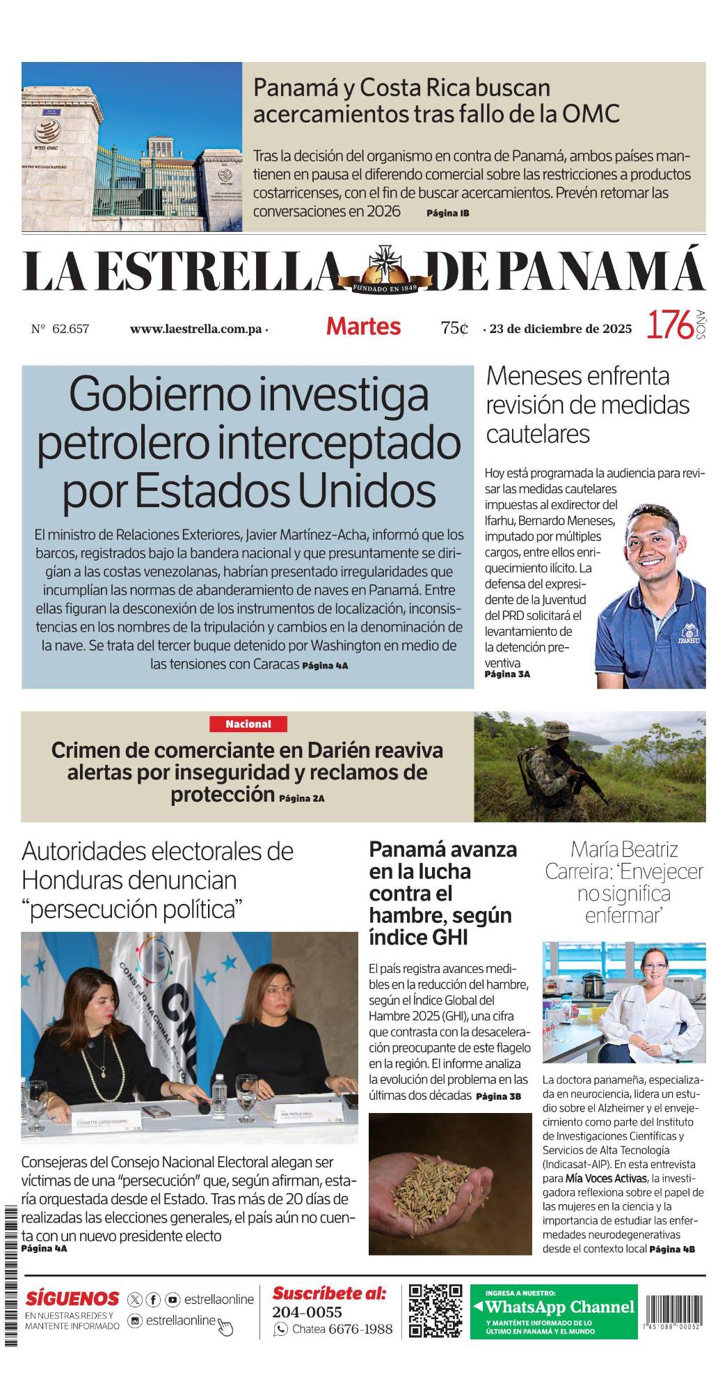 Portada del impreso del 23 de diciembre de 2025