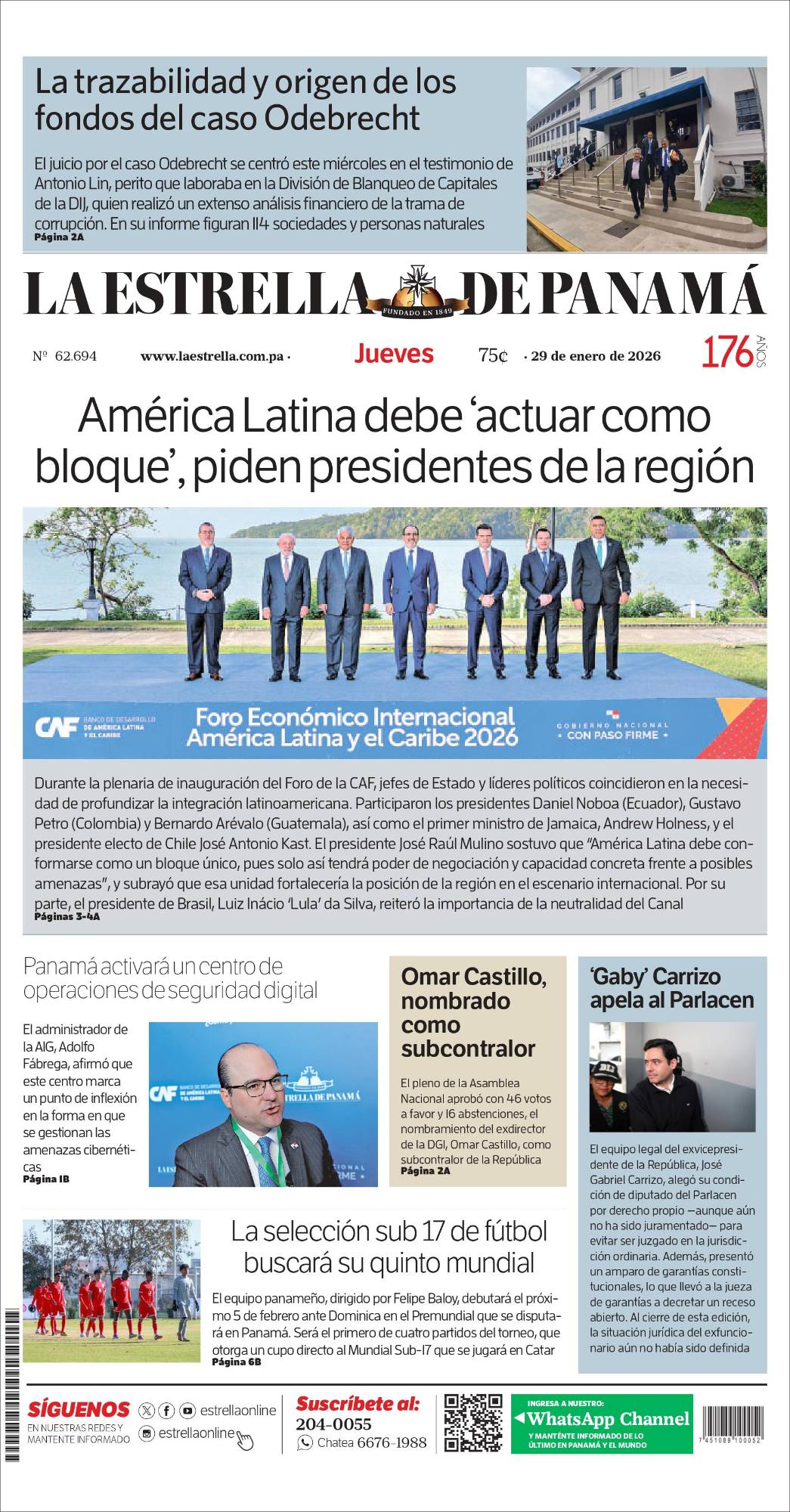Portada del impreso del 29 de enero de 2026