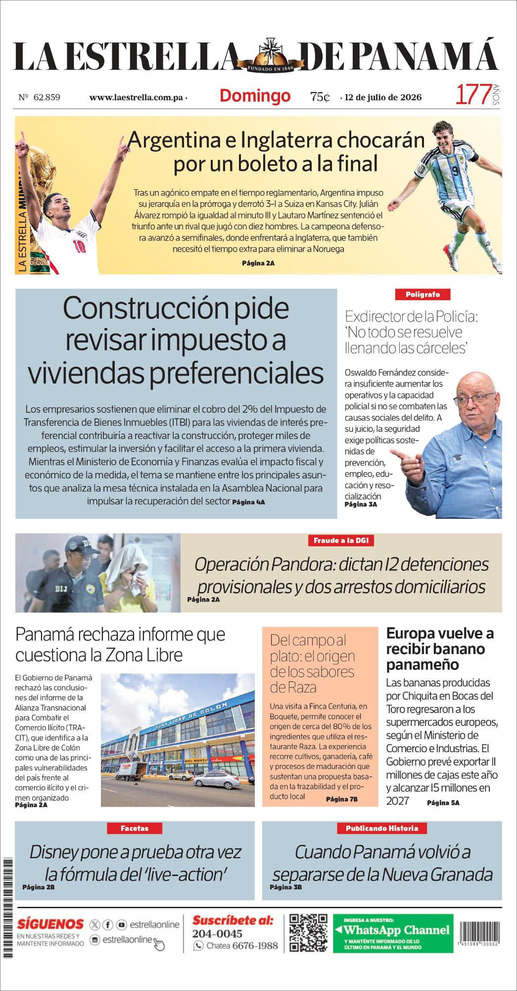 Portada del impreso del 12 de julio de 2026
