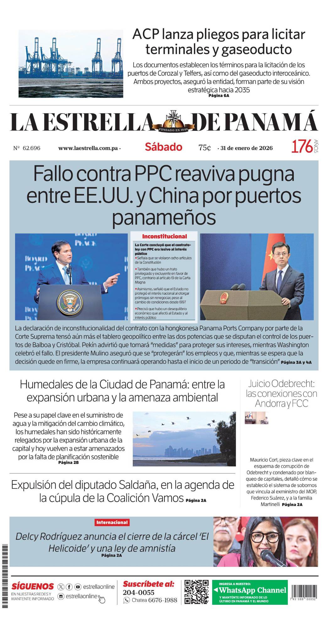 Portada del impreso del 31 de enero de 2026