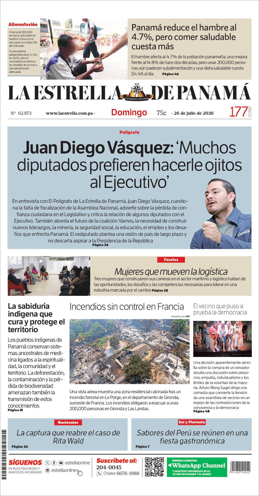 Portada del impreso del 26 de julio de 2026