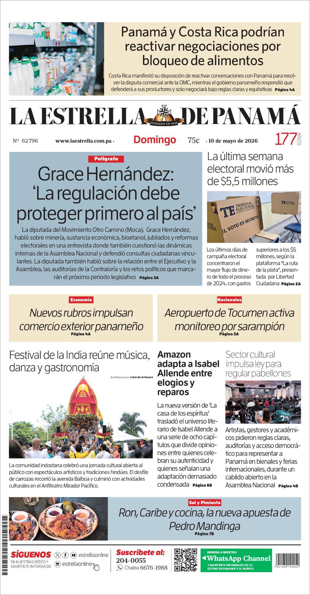 Portada del impreso del 10 de mayo de 2026