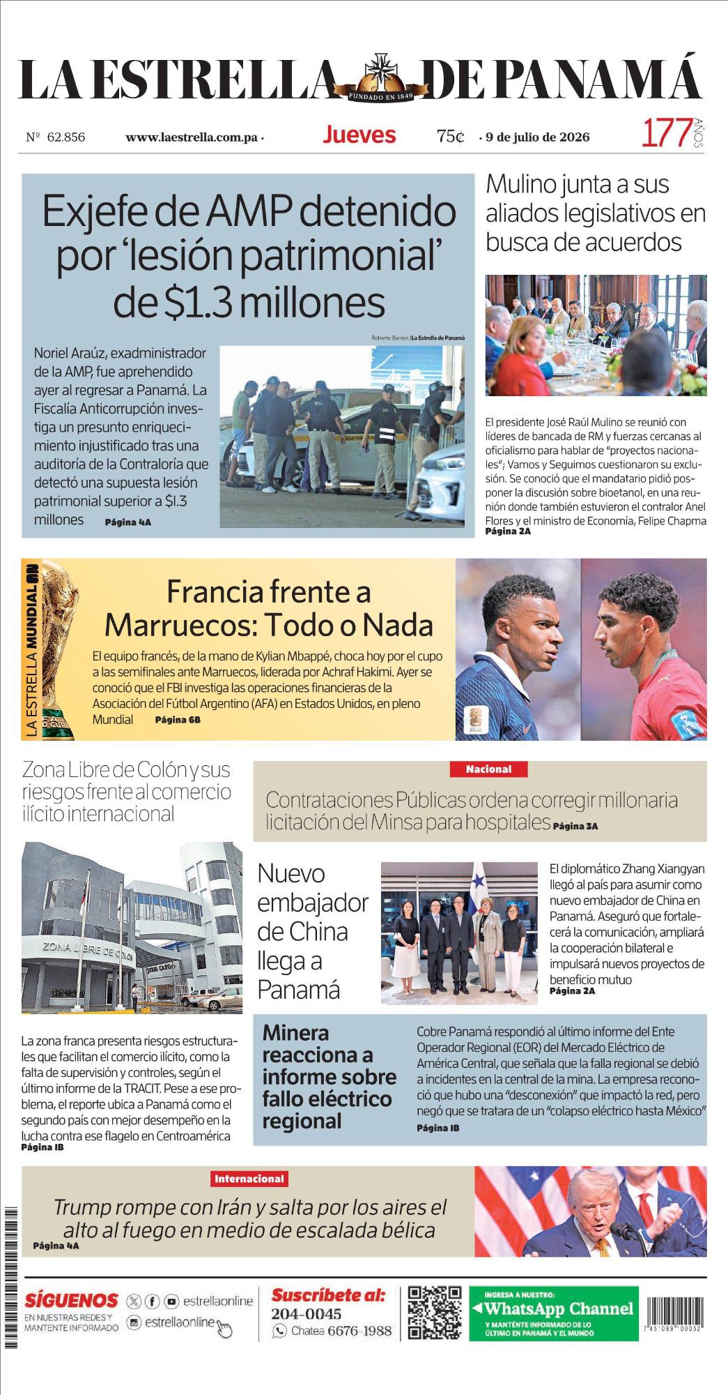 Portada del impreso del 9 de julio de 2026