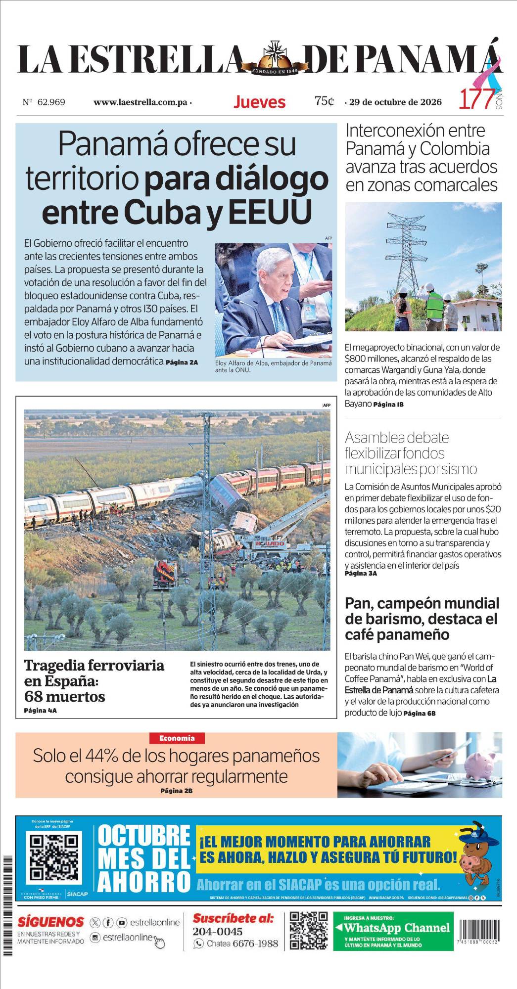 Portada del impreso del 29 de octubre de 2026