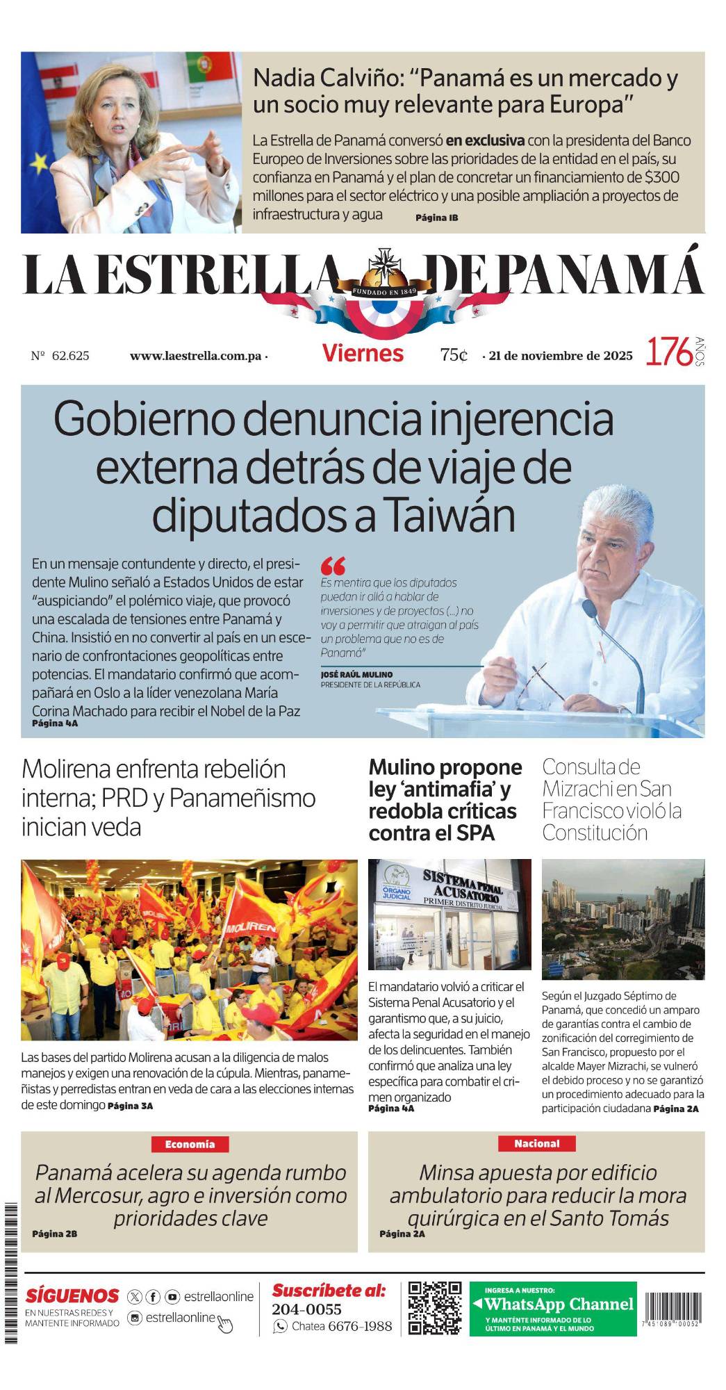 Portada del impreso del 21 de noviembre de 2025