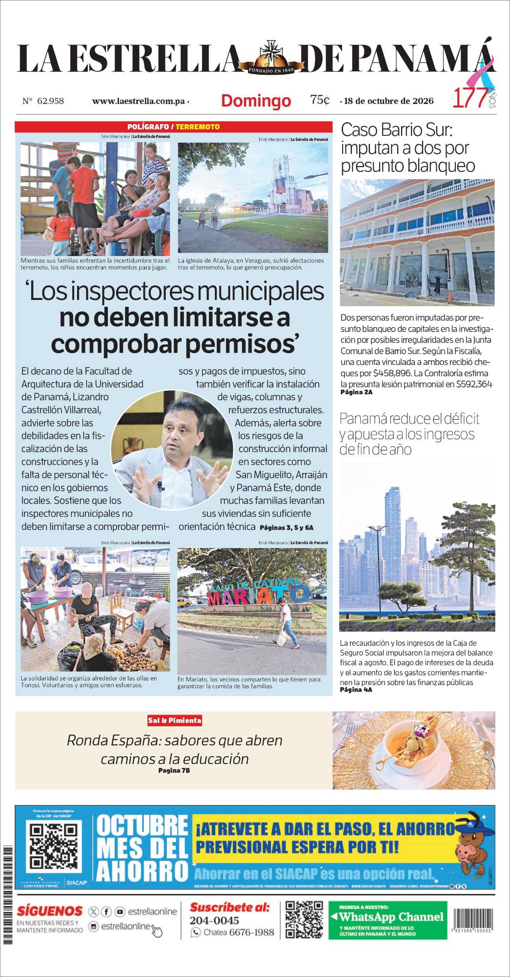 Portada del impreso del 18 de octubre de 2026