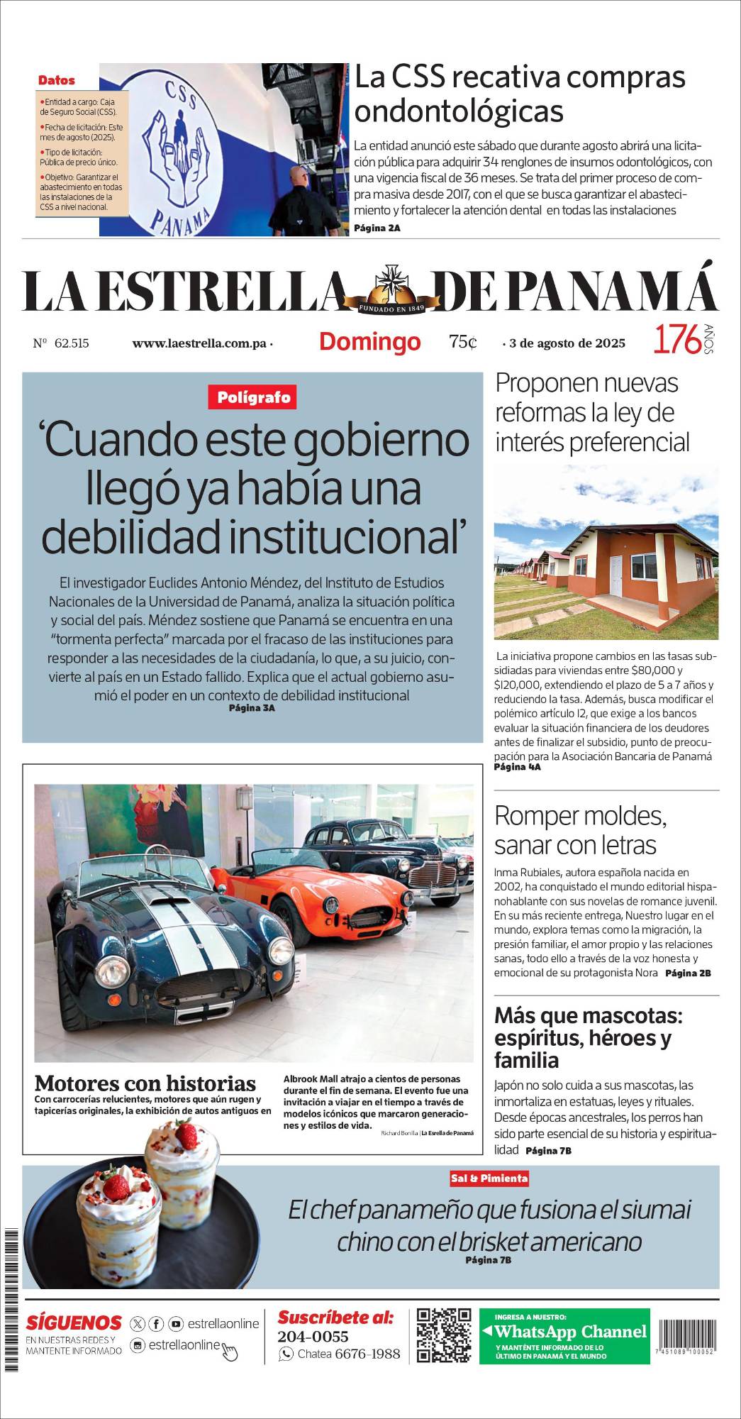 Portada del impreso del 3 de agosto de 2025
