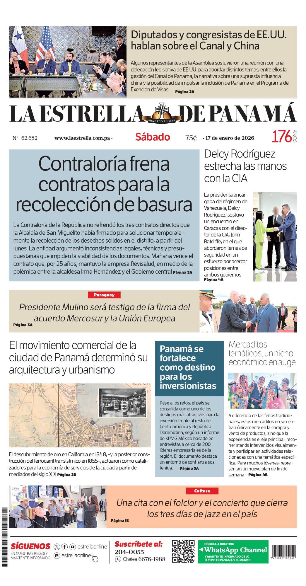 Portada del impreso del 17 de enero de 2026