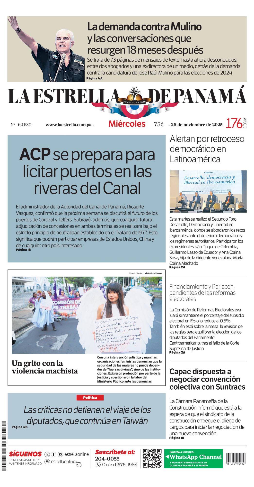 Portada del impreso del 26 de noviembre de 2025