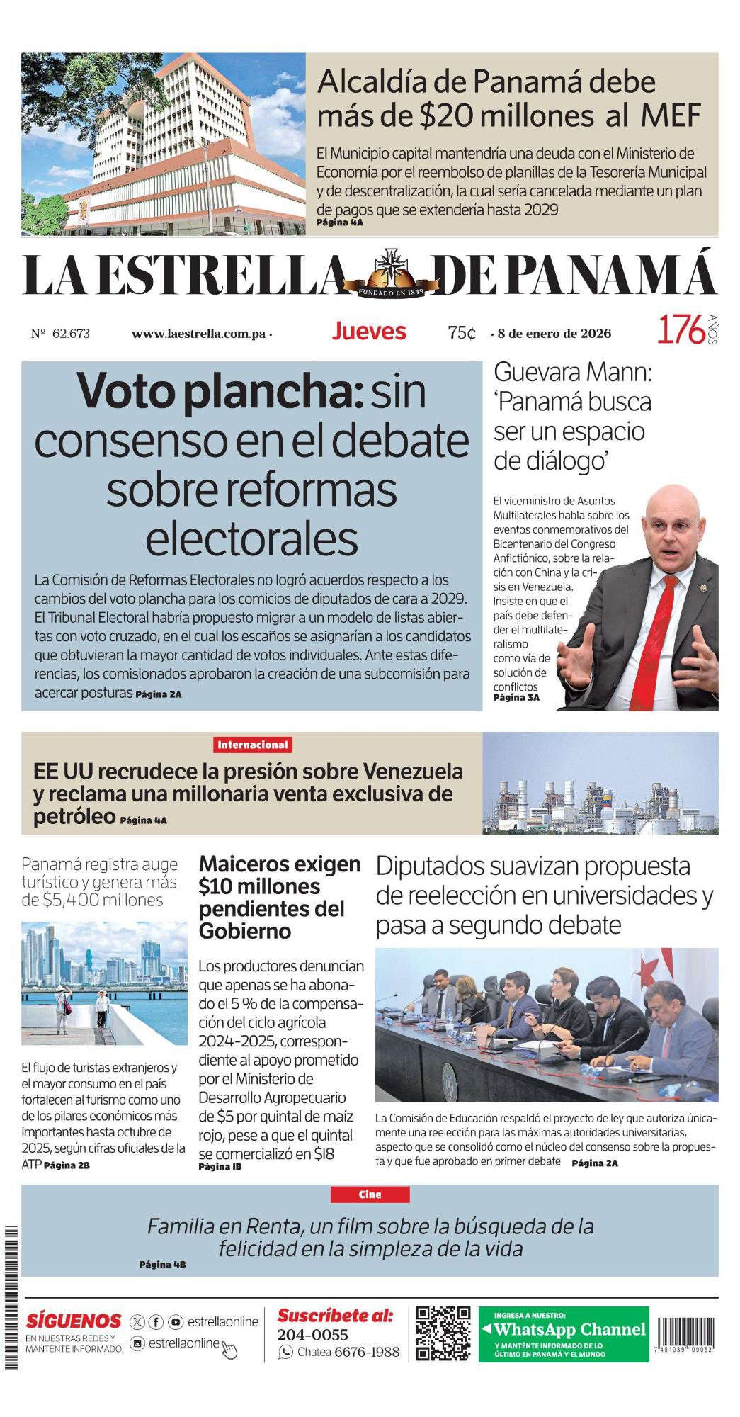 Portada del impreso del 8 de enero de 2026