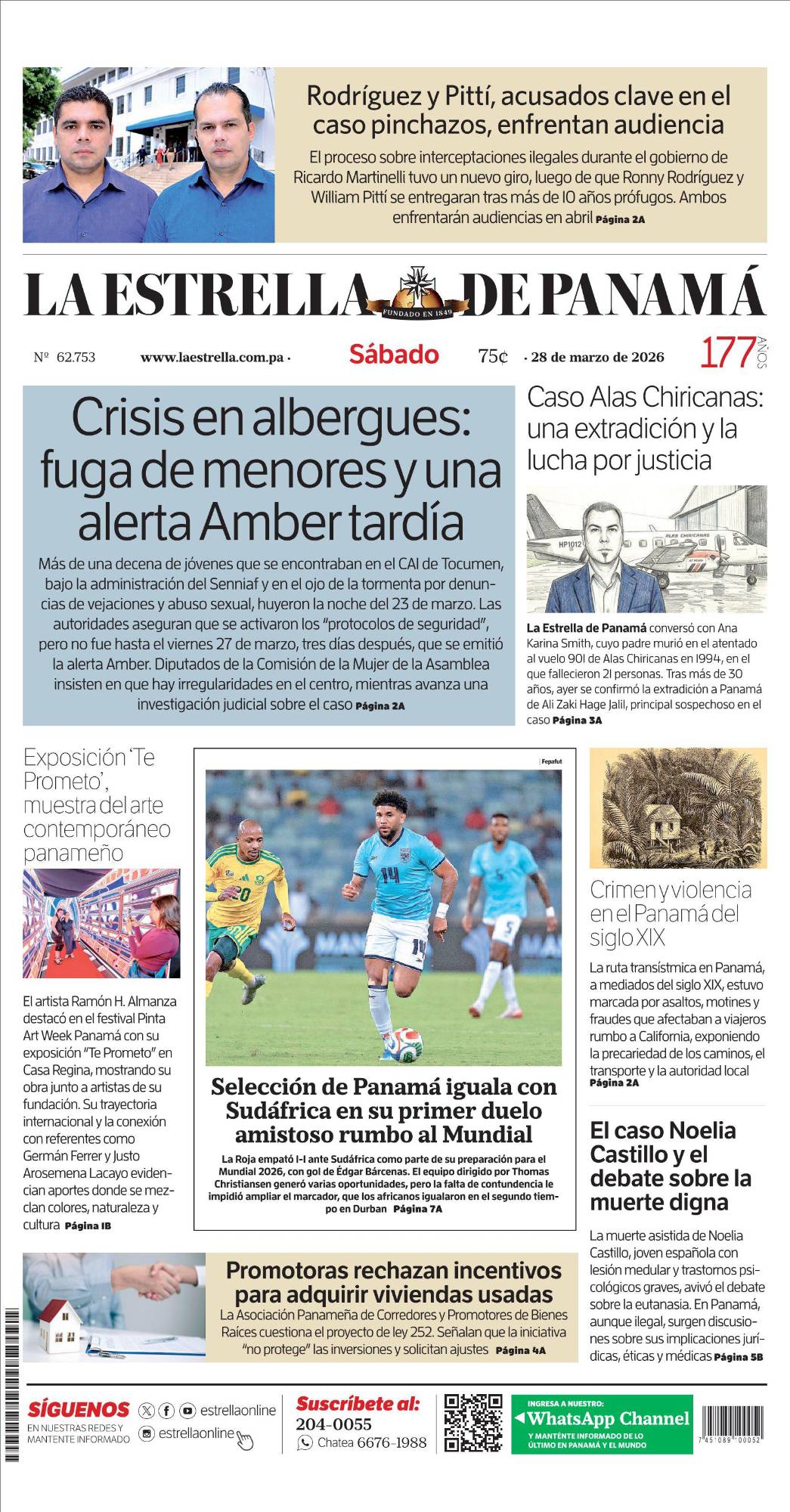 Portada del impreso del 28 de marzo de 2026