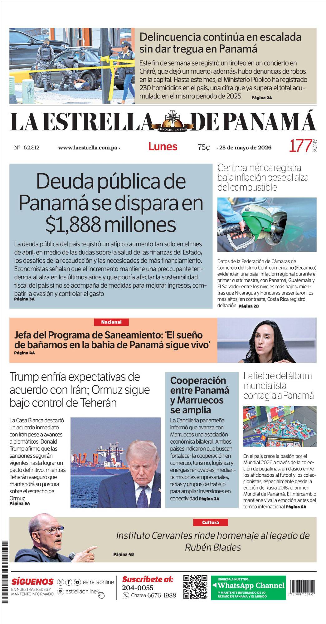 Portada del impreso del 25 de mayo de 2026