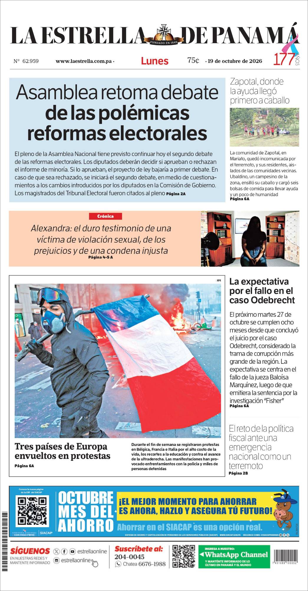 Portada del impreso del 19 de octubre de 2026