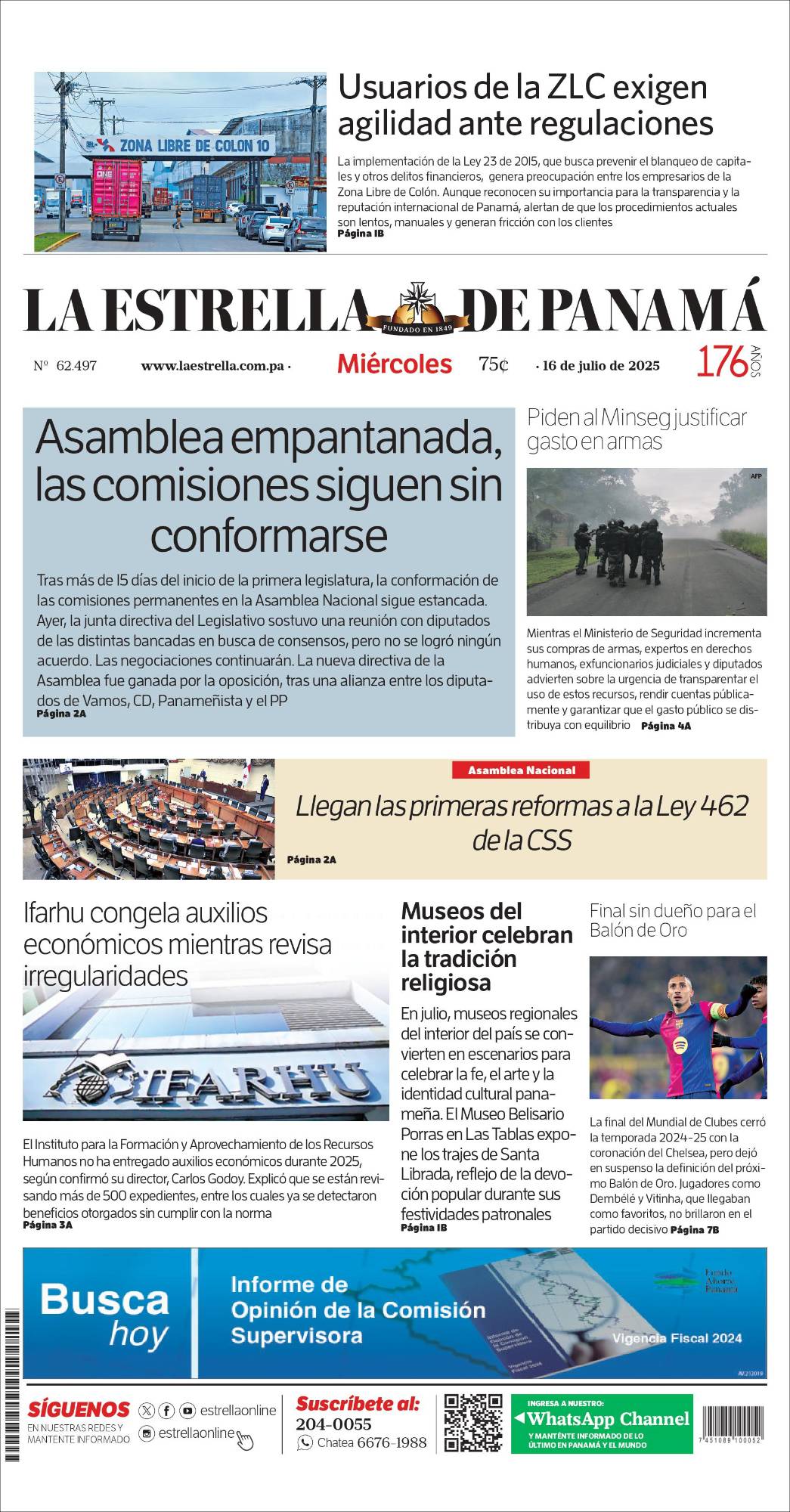 Portada del impreso del 16 de julio de 2025
