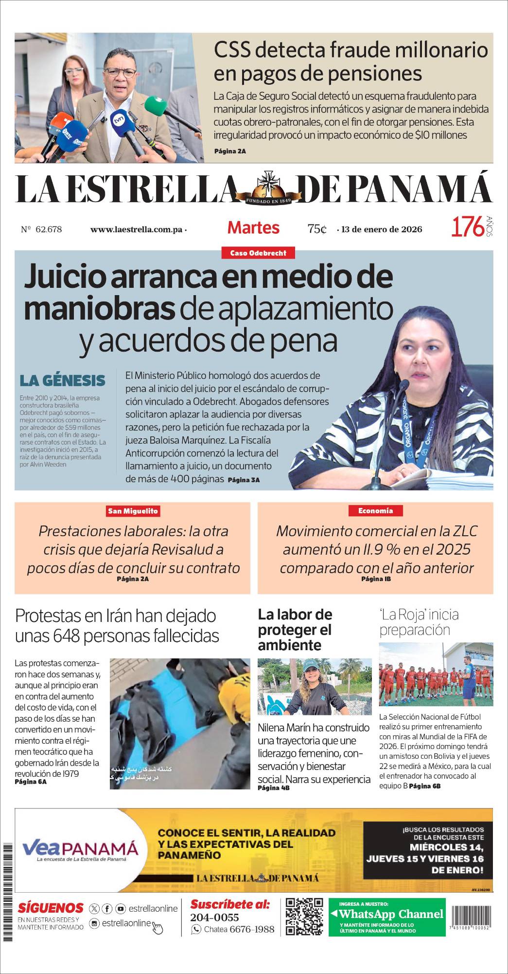 Portada del impreso del 13 de enero de 2026