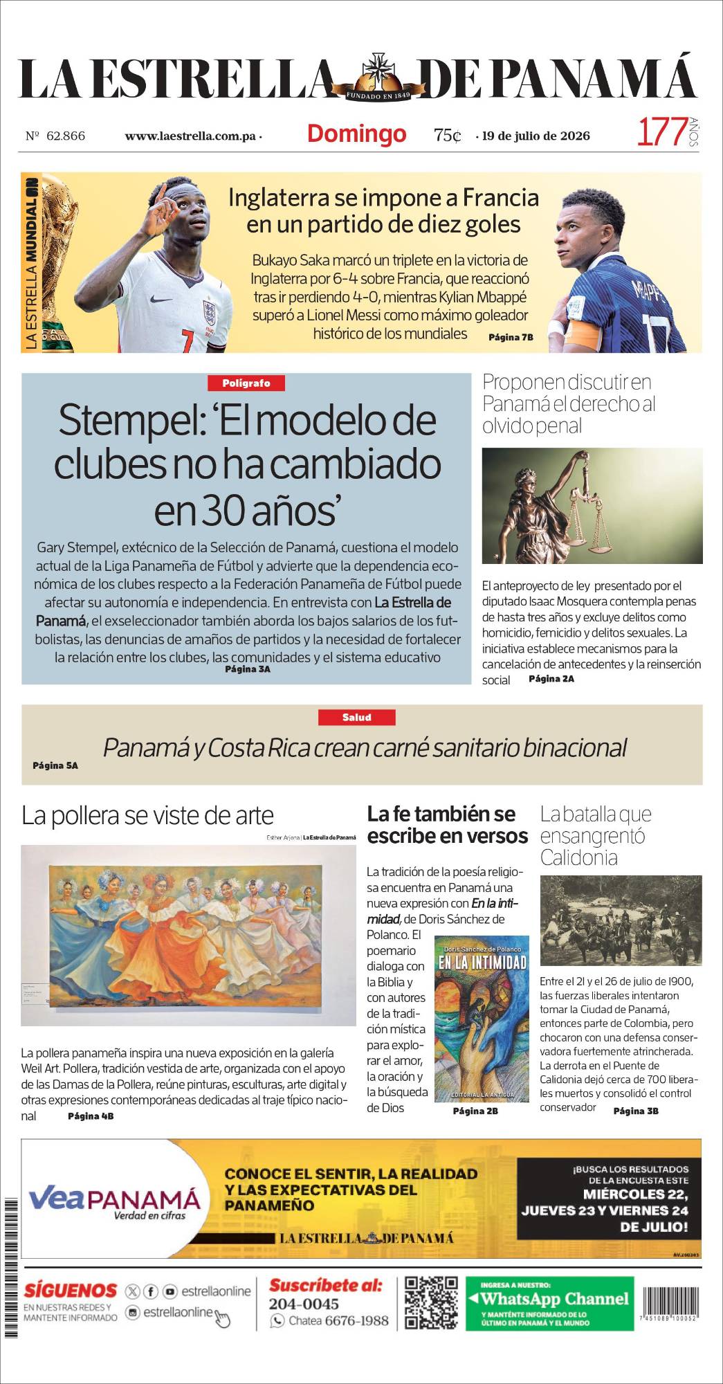 Portada del impreso del 19 de julio de 2026