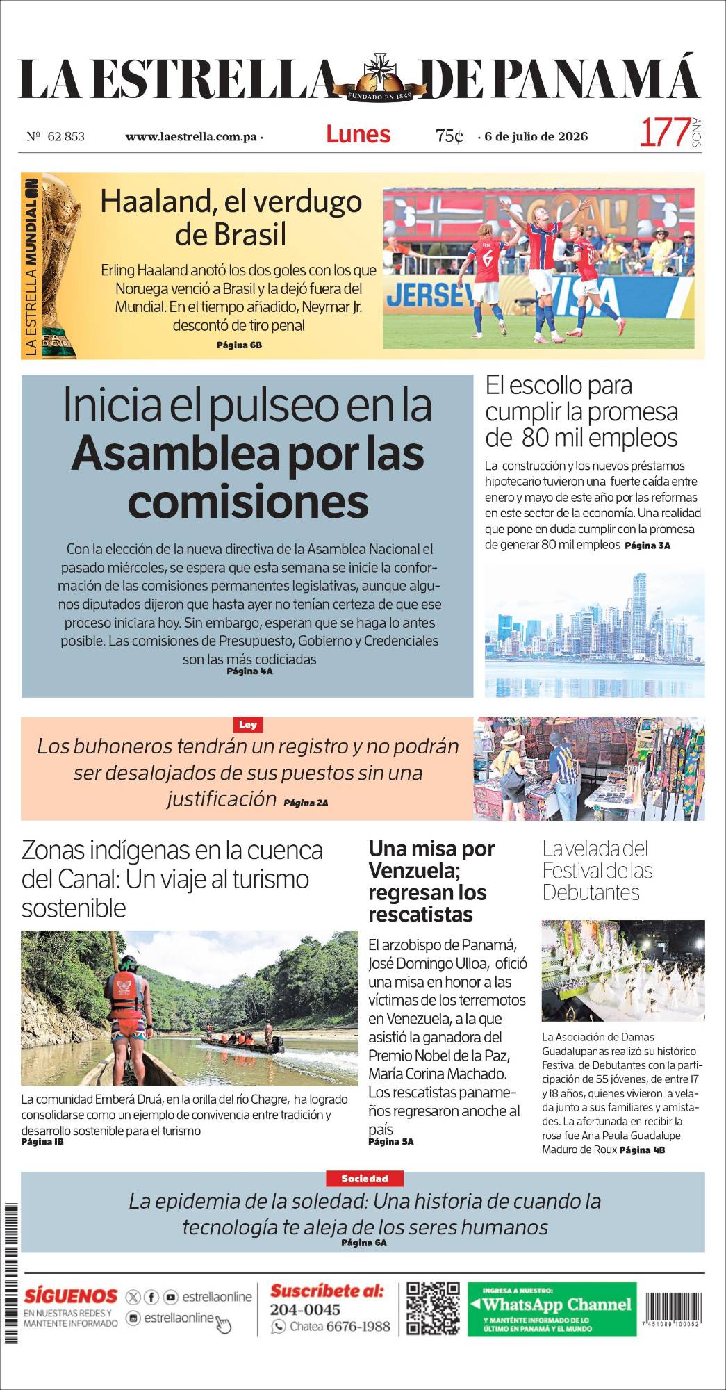 Portada del impreso del 6 de julio de 2026