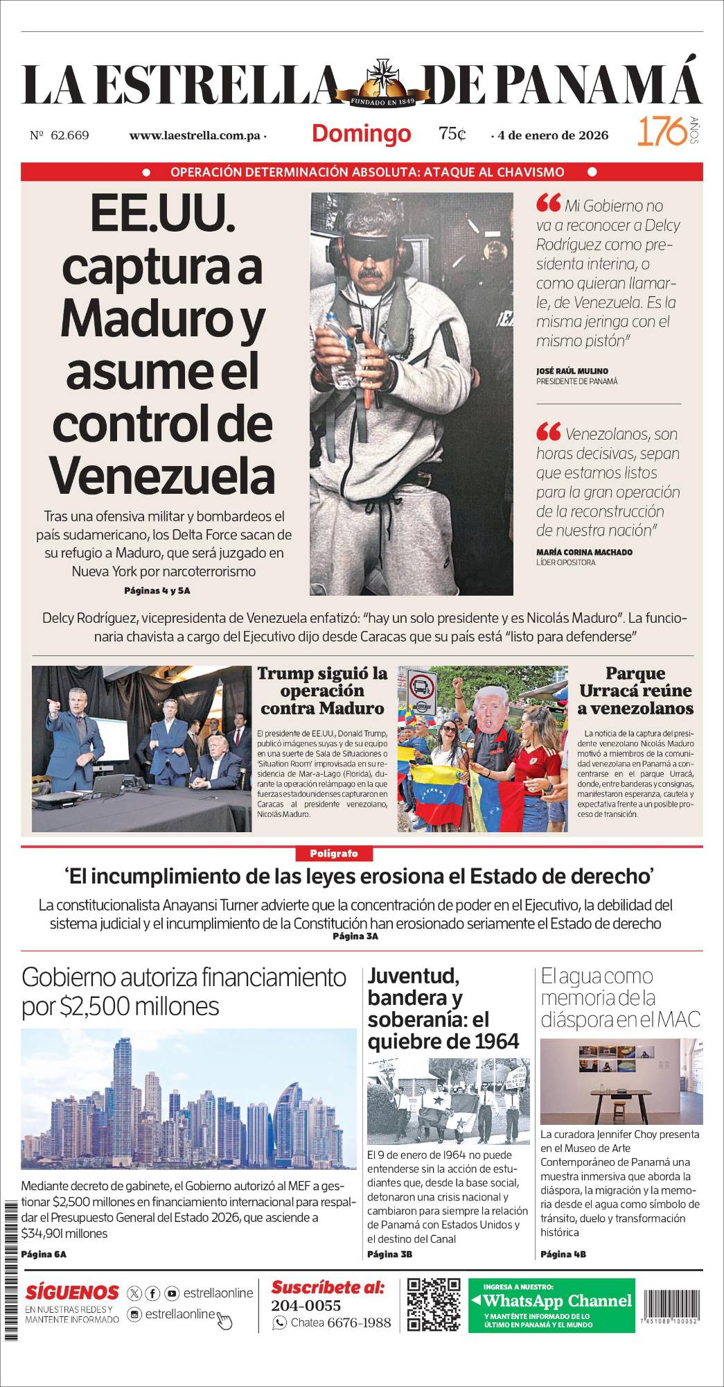 Portada del impreso del 4 de enero de 2026