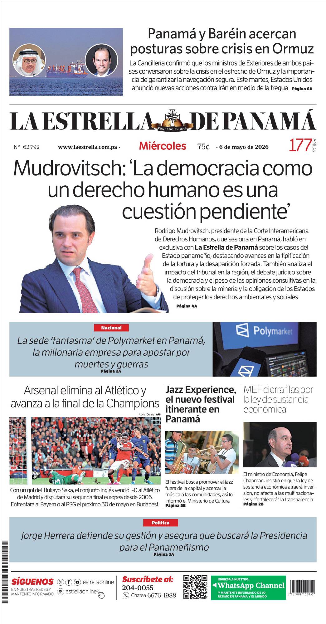 Portada del impreso del 6 de mayo de 2026