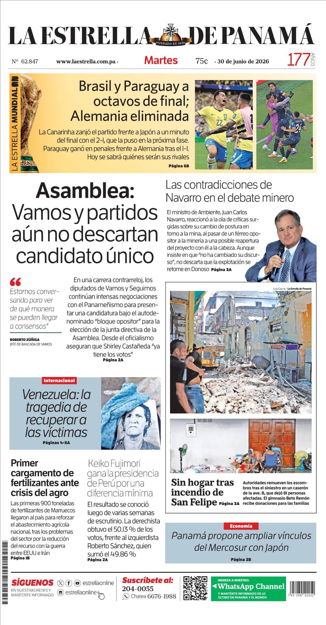 Portada del impreso del 30 de junio de 2026