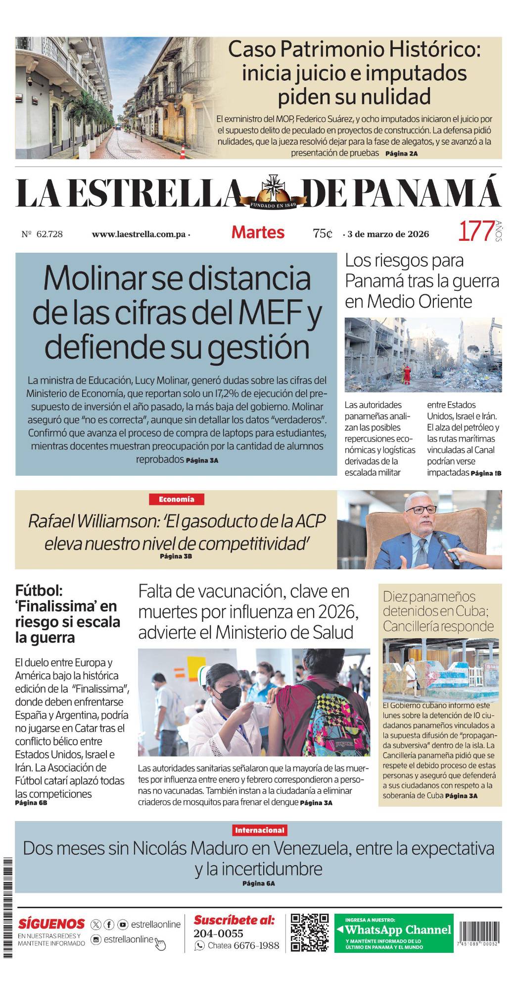 Portada del impreso del 3 de marzo de 2026