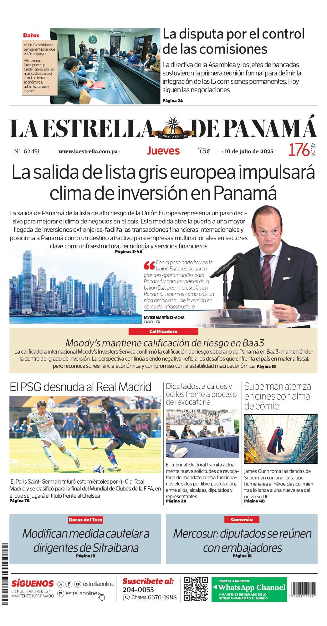Portada del impreso de 10 de julio de 2025